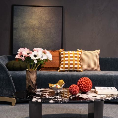 Tượng Tròn Decor Hình Tổ Ong Màu Cam Hiện Đại