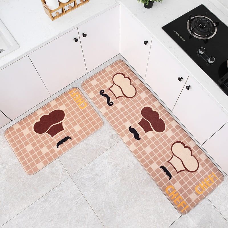 Set 2 Thảm Bếp Sợi Lưới Đan Len Đế Chống Trượt Cao Cấp