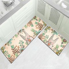 Set 2 Thảm Bếp Họa Tiết Hình Học Sang Trọng Họa Tiết Tối - Xám Hình