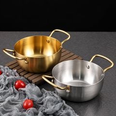 Nồi Inox 2 Quai Mini Nấu Lẩu Mì Cá Nhân Nhà Hàng