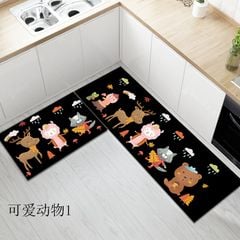 Thảm Bếp Set 2 Chiếc Hình Chữ L Họa Tiết Chú Chó Đáng Yêu