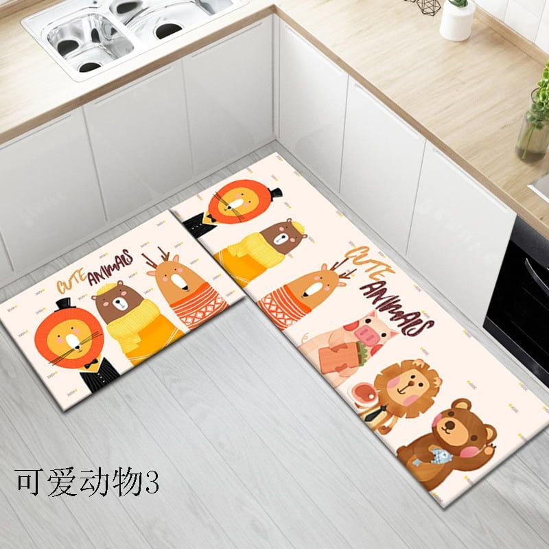 Thảm Bếp Set 2 Chiếc Hình Chữ L Họa Tiết Chú Chó Đáng Yêu