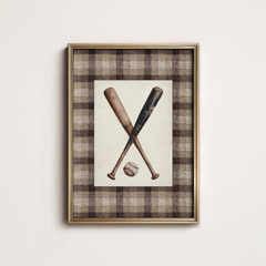 Tranh Nghệ Thuật Baseball Bat Tweed Textile