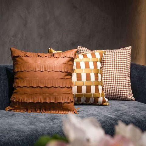 Vỏ Gối Tựa Lưng Jacquard Tông Nâu Sang Trọng