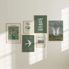 Bộ 3 Tranh Vintage Xanh Olive – Psalm & Fruit of the Spirit