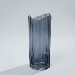 Bình Hoa Thủy Tinh Gợn Sóng Viền Vàng LUCE