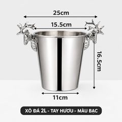 Xô Đựng Đá Inox 304 Decor Bàn Tiệc Quầy Bar Gạc Nai
