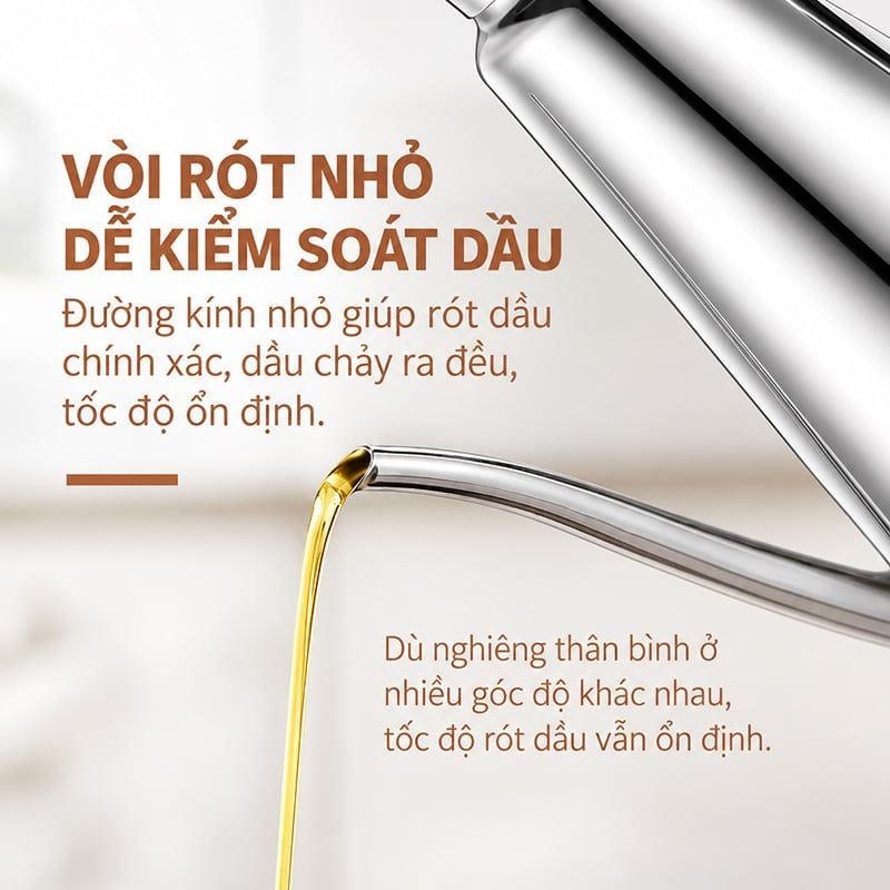 Bình Rót Dầu Inox 304 Vòi Dài Chống Nhỏ Giọt
