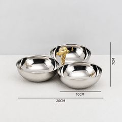 Dĩa 3 Ngăn Đựng Thức Ăn Nhẹ Inox 304 Xoắn Decor Bàn Tiệc