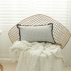 Vỏ Gối Tựa Lưng Sofa Caro Dệt Jacquard Trắng Đen