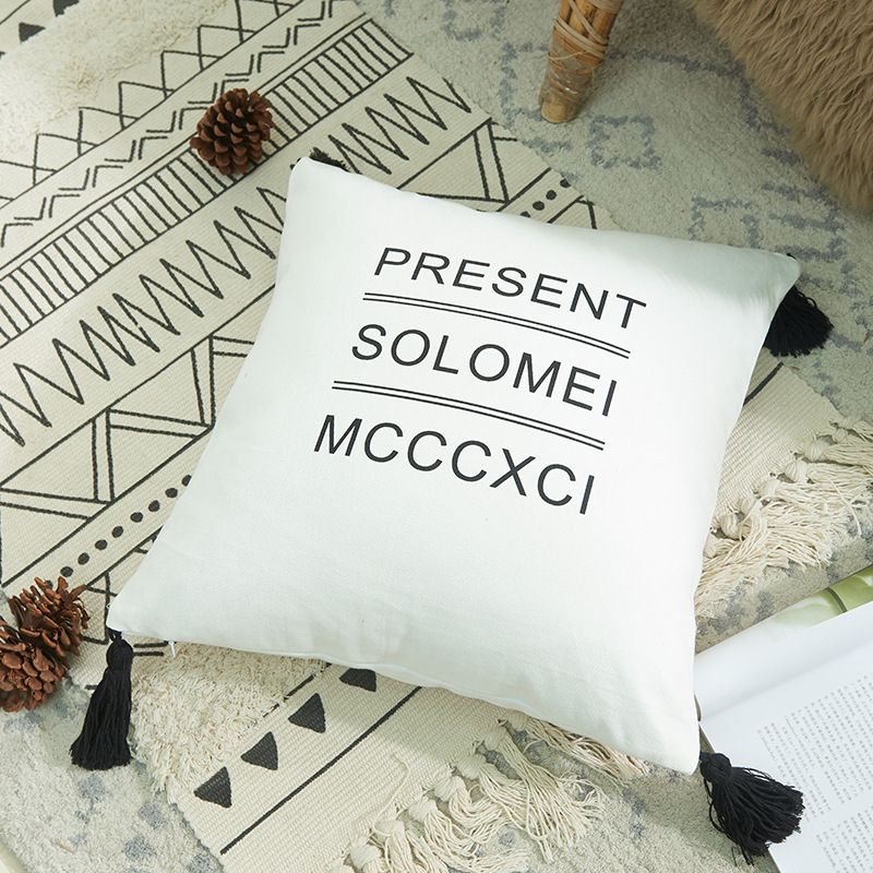 Vỏ Gối Tựa Lưng Sofa Linen Cotton Bohemian Tua Rua