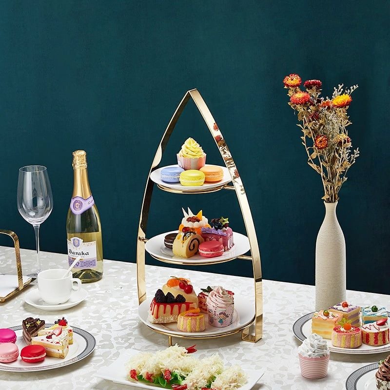 Kệ Bánh Afternoon Tea 2 Tầng Inox Cao Cấp Cho Nhà Hàng Khách Sạn
