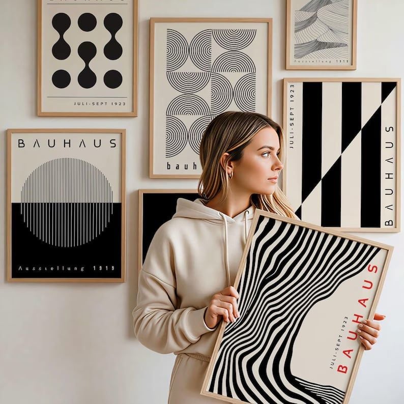 Bộ Tranh Hình Học Bauhaus – Black Geometry