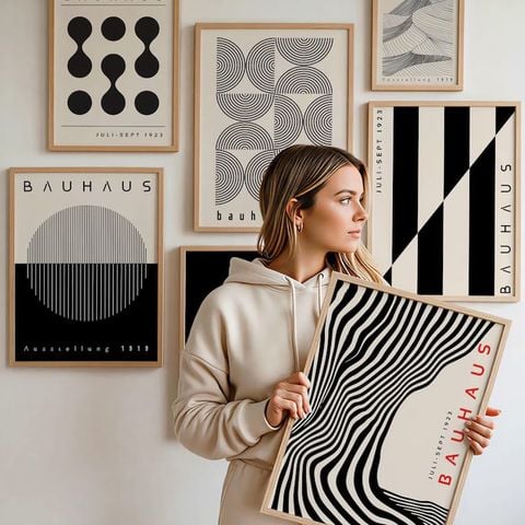 Bộ Tranh Hình Học Bauhaus – Black Geometry