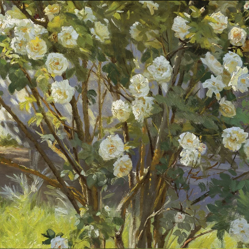 Tranh Treo Tường Cô Gái Ngồi Trong Sân Vườn Hoa