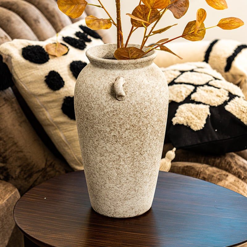 Bình Hoa Gốm Giả Cổ Phong Cách Rustic Có Quai Tai