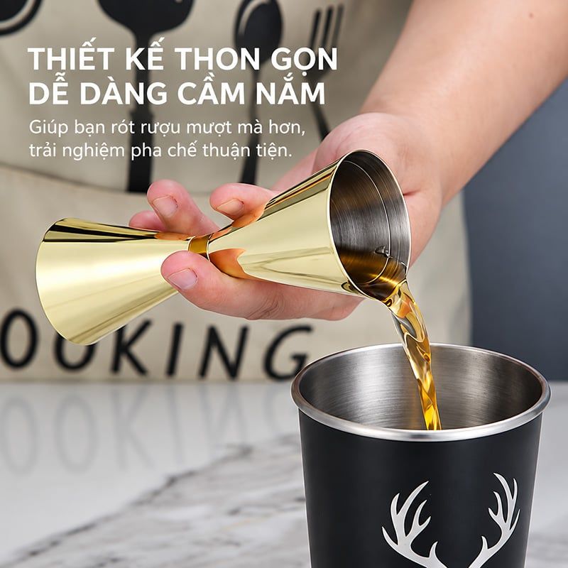 Ly Đong Rượu 2 Đầu Inox Định Lượng Pha Chế