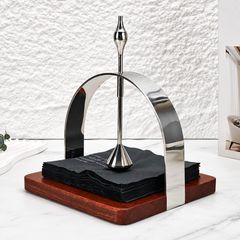 Giá Đựng Khăn Giấy Để Bàn Đế Gỗ Khung Inox Cao Cấp