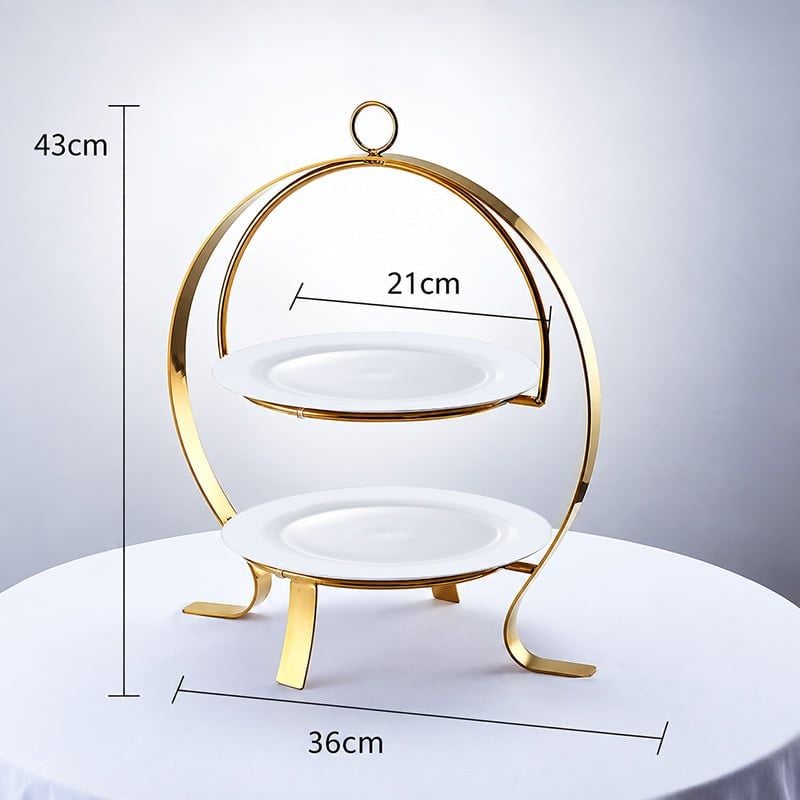 Kệ Bánh Afternoon Tea 2 Tầng Inox Cao Cấp Cho Nhà Hàng Khách Sạn