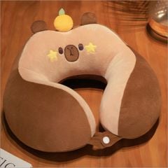 Gối Chữ U Chần Bông Thêu Hình Mèo Thỏ Gợn Sóng