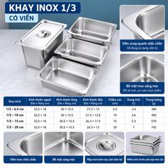 Khay Gastronorm Inox 304 Đựng Thực Phẩm Nhà Hàng Khách Sạn