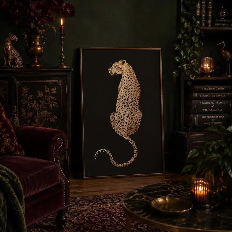 Tranh Báo Đốm Nghệ Thuật Nền Đen – Golden Leopard