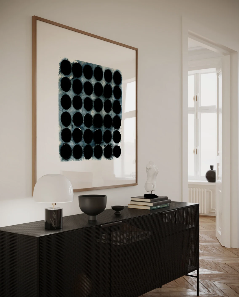 Tranh Treo Tường Trừu Tượng Nghệ Thuật Chấm Bi Indigo
