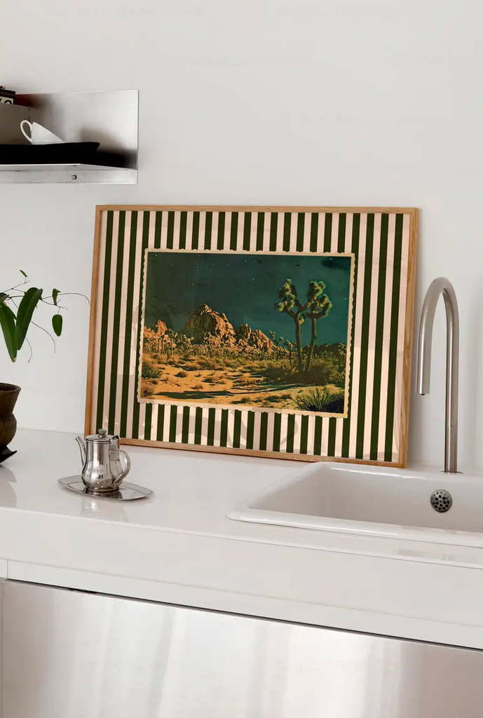 Tranh Treo Tường Bold Striped Mixed Media Collage