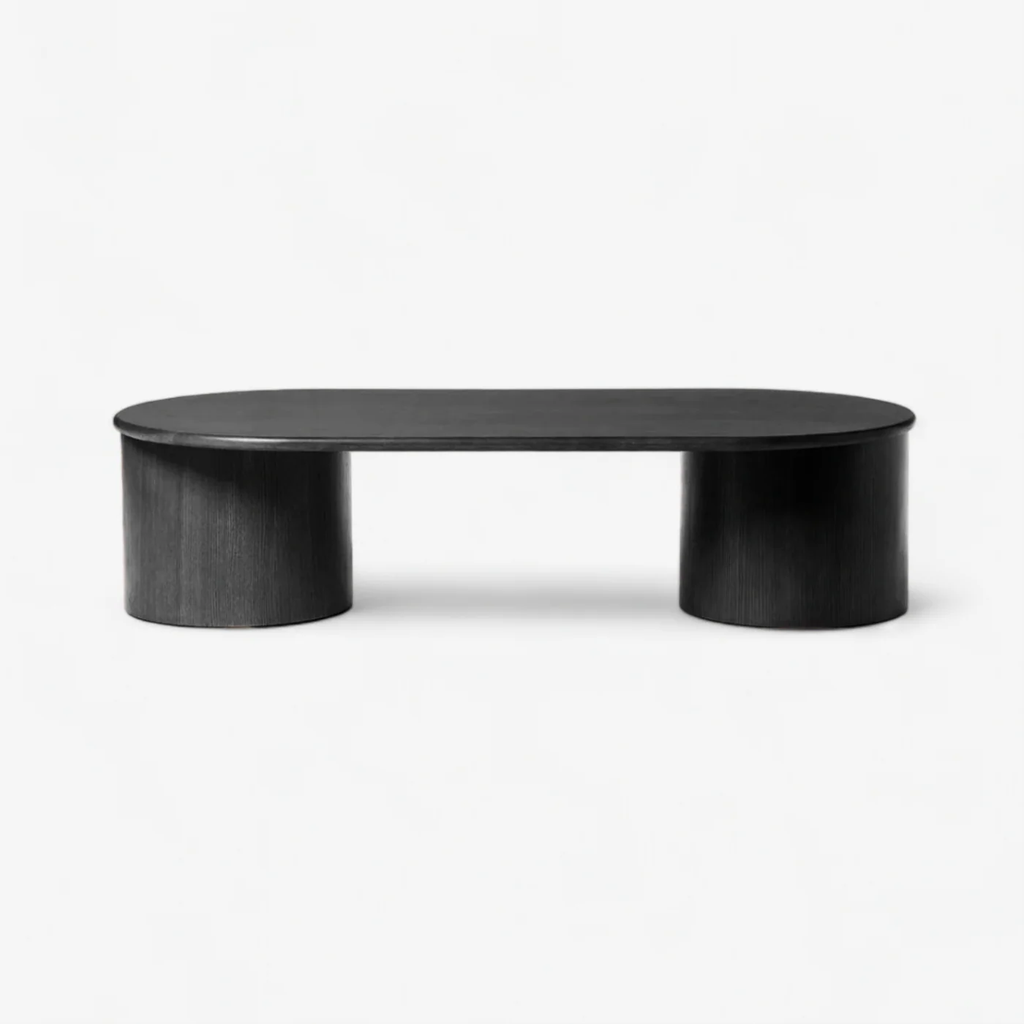 Bàn Trà Hiện Đại Oval Màu Gỗ Chân Trụ Nora