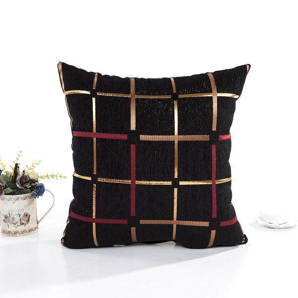 Vỏ gối tựa lưng dệt sọc chenille ánh bạc thiết kế vuông đơn giản 45x45cm - Nội Thất Passion