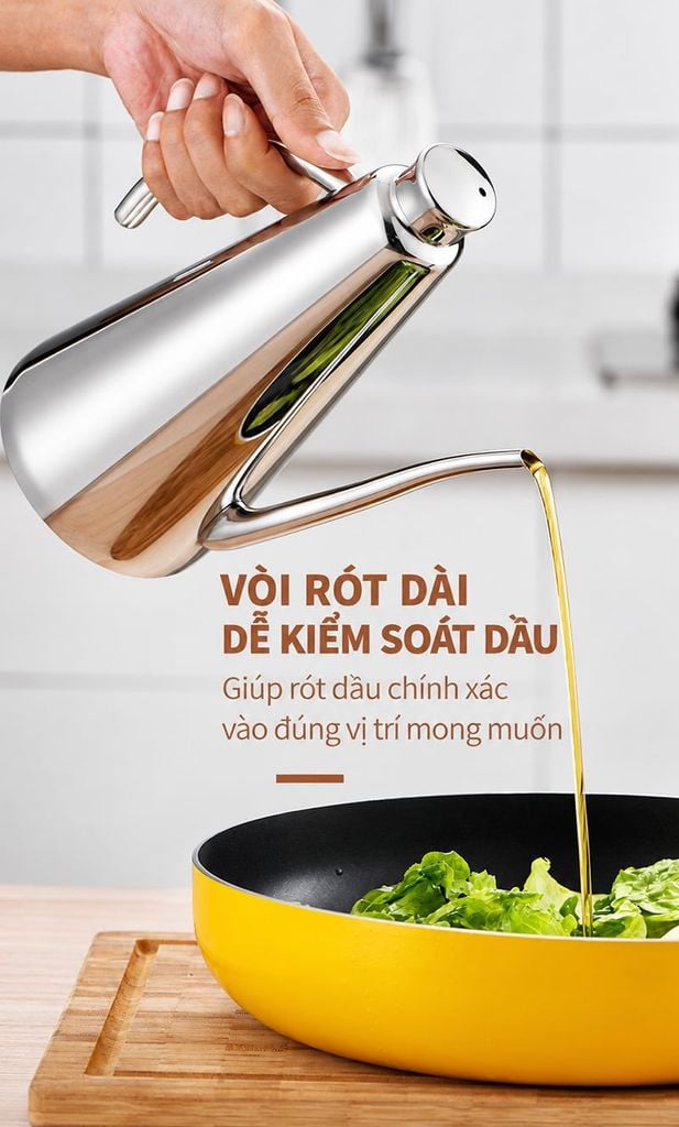 Bình Rót Dầu Inox 304 Vòi Dài Chống Nhỏ Giọt