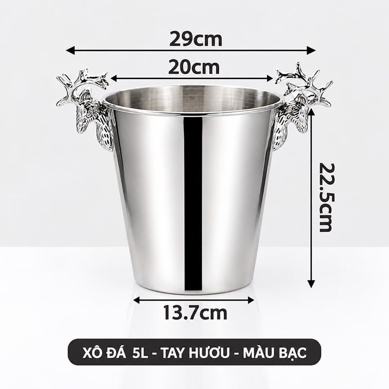 Xô Đựng Đá Inox 304 Decor Bàn Tiệc Quầy Bar Gạc Nai