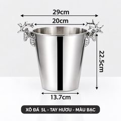 Xô Đựng Đá Inox 304 Decor Bàn Tiệc Quầy Bar Gạc Nai