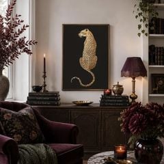 Tranh Báo Đốm Nghệ Thuật Nền Đen – Golden Leopard