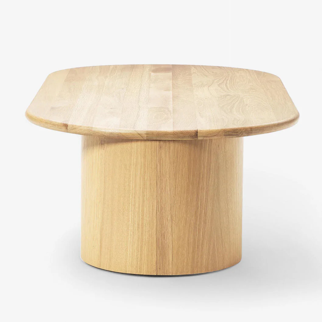 Bàn Trà Hiện Đại Oval Màu Gỗ Chân Trụ Nora
