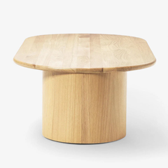Bàn Trà Hiện Đại Oval Màu Gỗ Chân Trụ Nora