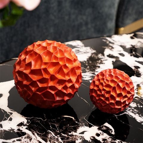 Tượng Tròn Decor Hình Tổ Ong Màu Cam Hiện Đại