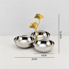 Dĩa 3 Ngăn Đựng Thức Ăn Nhẹ Inox 304 Xoắn Decor Bàn Tiệc
