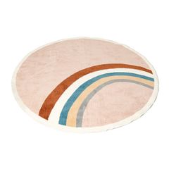 Thảm Tròn Sợi Lông Ngắn Cao Cấp Họa Tiết Tròn Viền Cầu Vồng