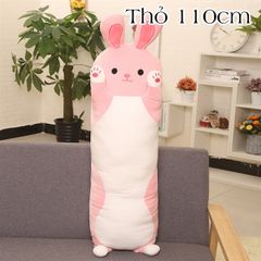 Gấu Bông Gối Ôm Dài Heo Cáo Hồng Mặt Cười