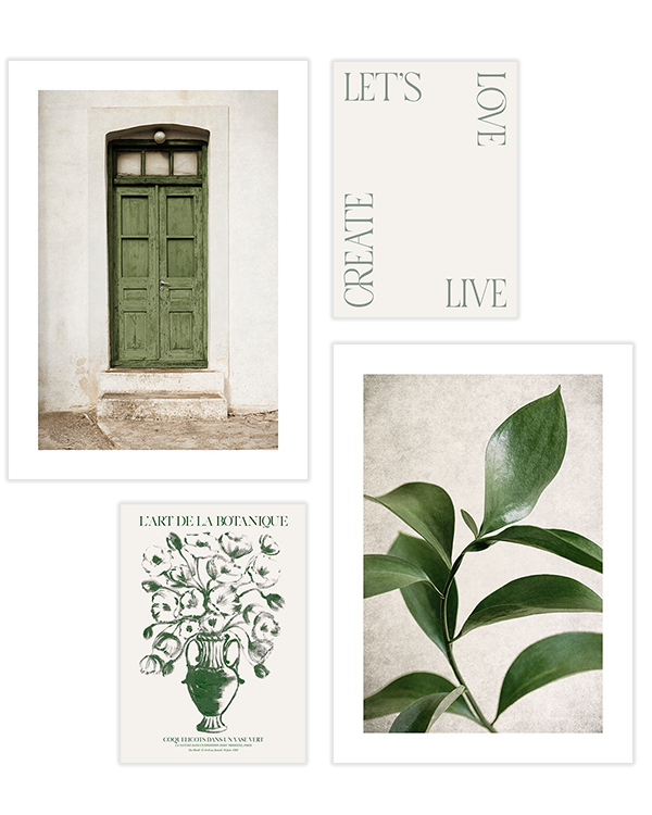 Bộ 4 Tranh Hoa Lá Green Botanical – Cánh Cửa Xanh