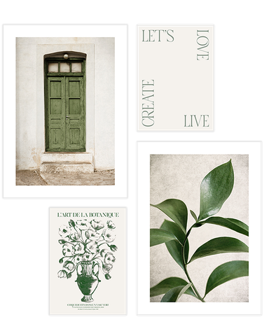 Bộ 4 Tranh Hoa Lá Green Botanical – Cánh Cửa Xanh