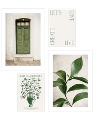 Bộ 4 Tranh Hoa Lá Green Botanical – Cánh Cửa Xanh