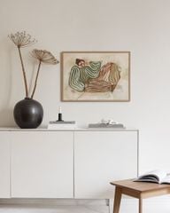 Bộ 5 Tranh Trừu Tượng Hình Khối Tone Xanh Olive