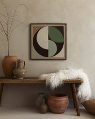 Bộ 5 Tranh Trừu Tượng Hình Khối Tone Xanh Olive