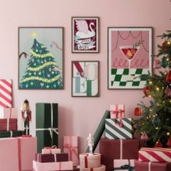 Bộ 4 Tranh Vintage Giáng Sinh – Joyeux Noël