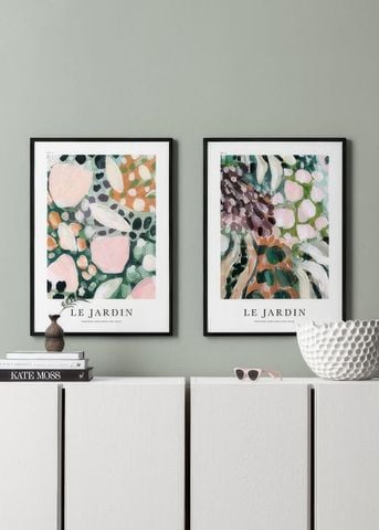 Bộ 2 Tranh Hoa Lá Nghệ Thuật Le Jardin Tone Pastel