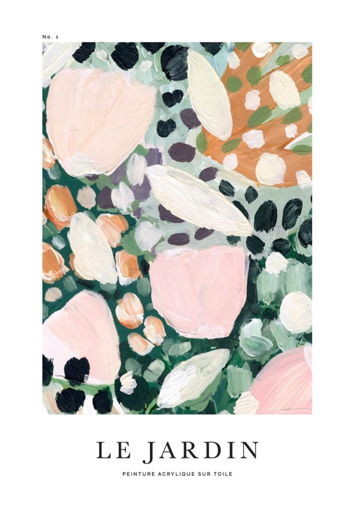 Bộ 2 Tranh Hoa Lá Nghệ Thuật Le Jardin Tone Pastel