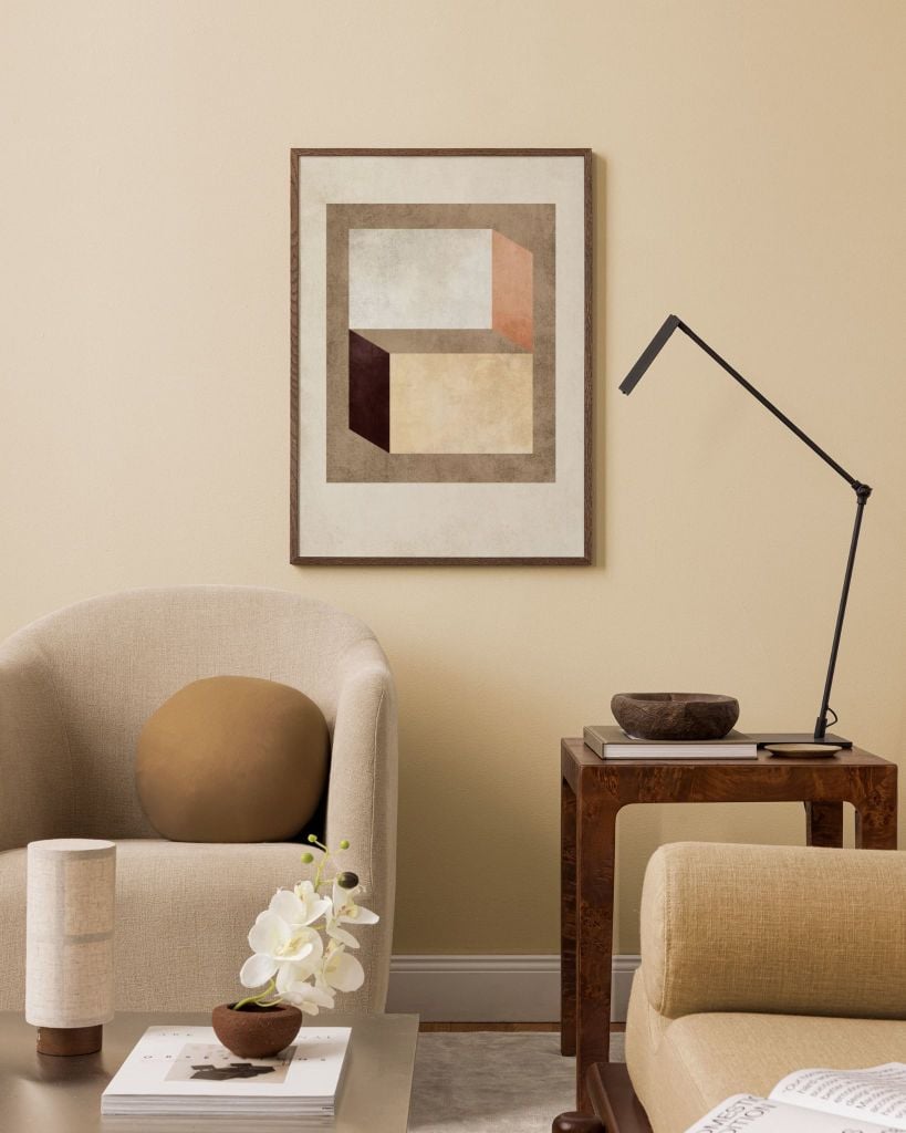 Bộ 9 Tranh Trừu Tượng Hình Khối Nghệ Thuật Tone Beige