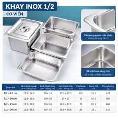 Khay Gastronorm Inox 304 Đựng Thực Phẩm Nhà Hàng Khách Sạn